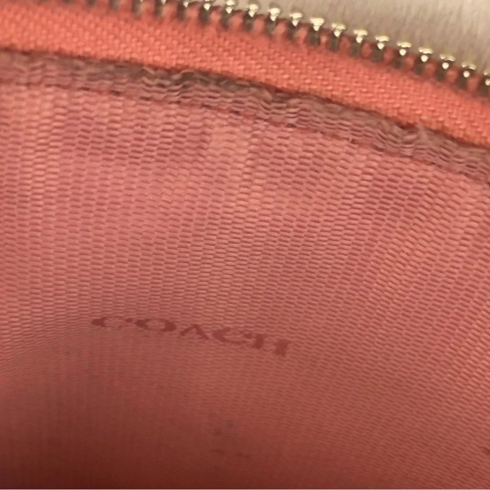 Coach Pebbled Convertible crossbody shoulder bag silver pink F52901